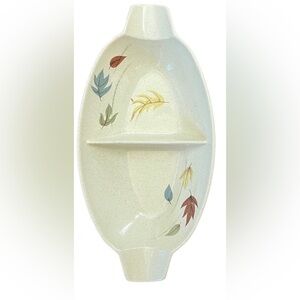 Vintage MCM Franciscan Autumn Divided Oval Serving Bowl  Leaves Speckled